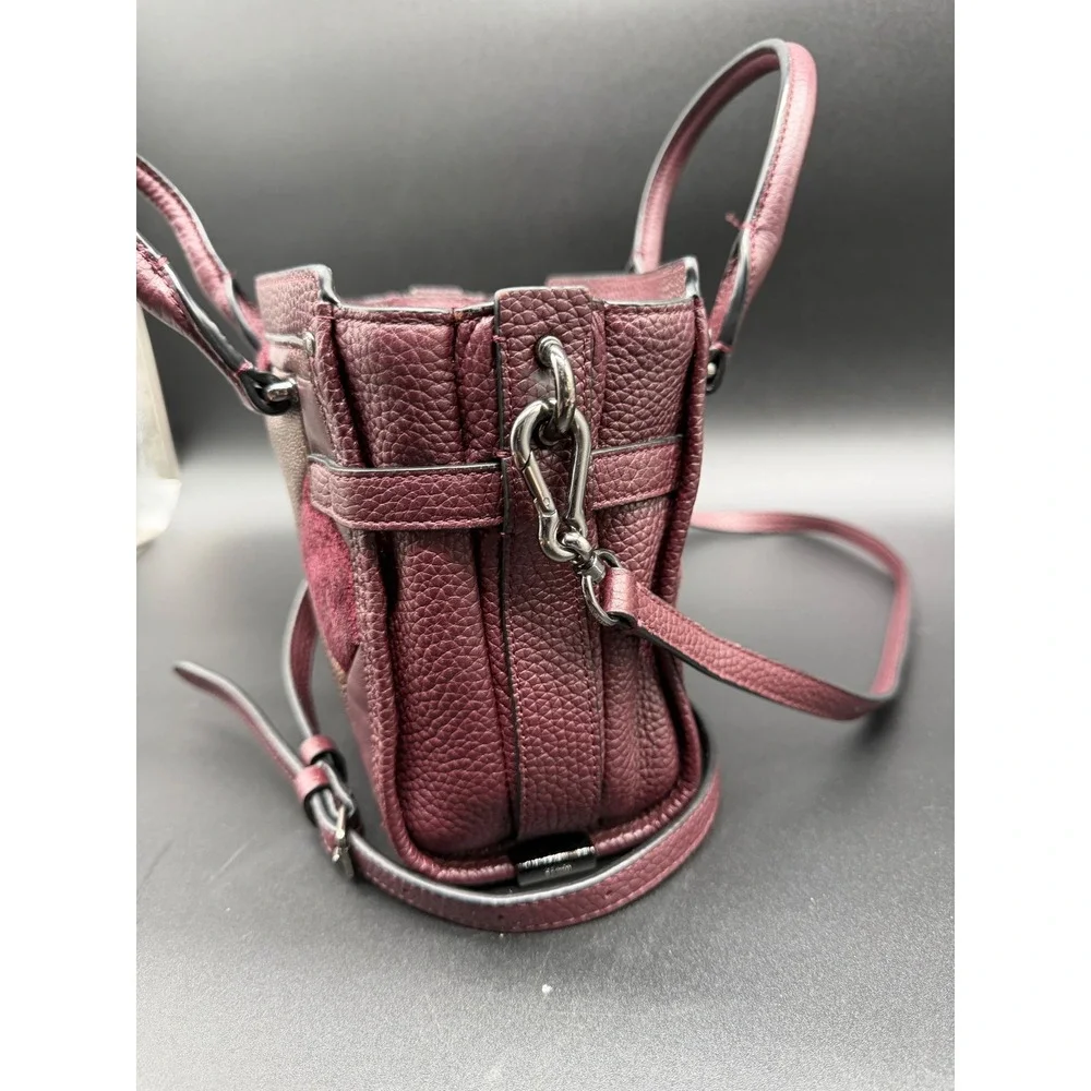 Coach Swagger 21 Patchwork Leather Suede Satchel Crossbody Bag Burgundy Oxblood‎